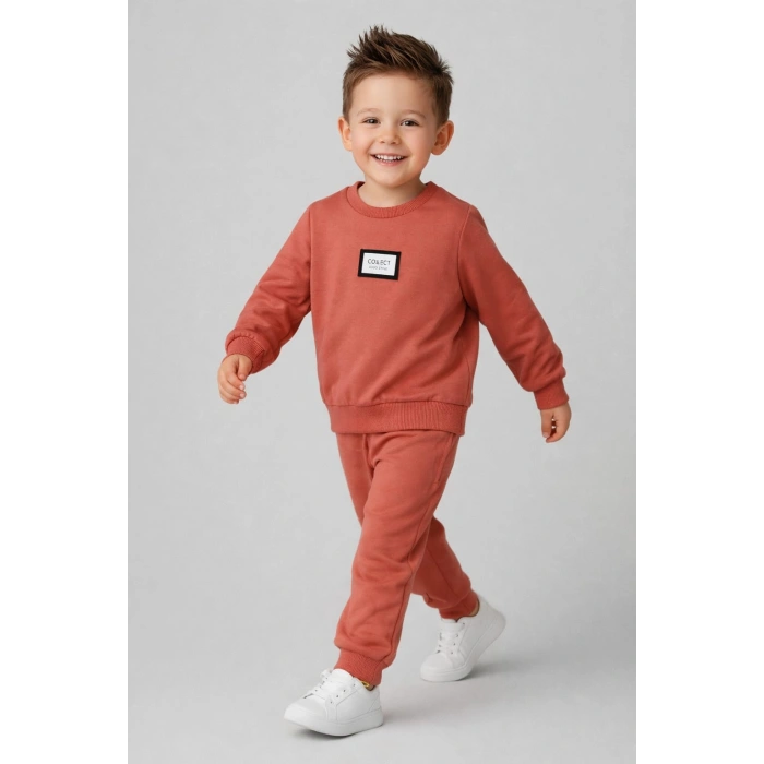 Erkek Çocuk %100 Pamuk 2 İp Bisiklet Yaka Eşofman Takımı