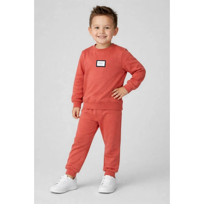 Erkek Çocuk %100 Pamuk 2 İp Bisiklet Yaka Eşofman Takımı