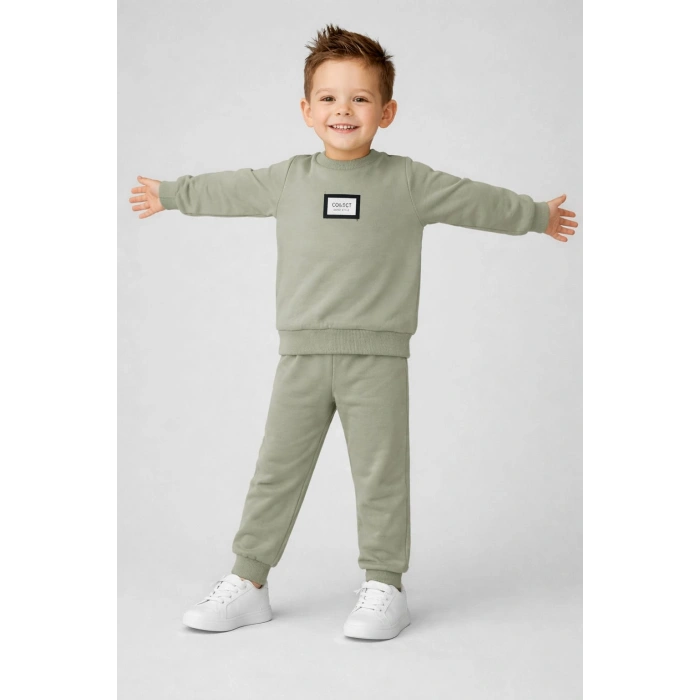 Erkek Çocuk %100 Pamuk 2 İp Bisiklet Yaka Eşofman Takımı