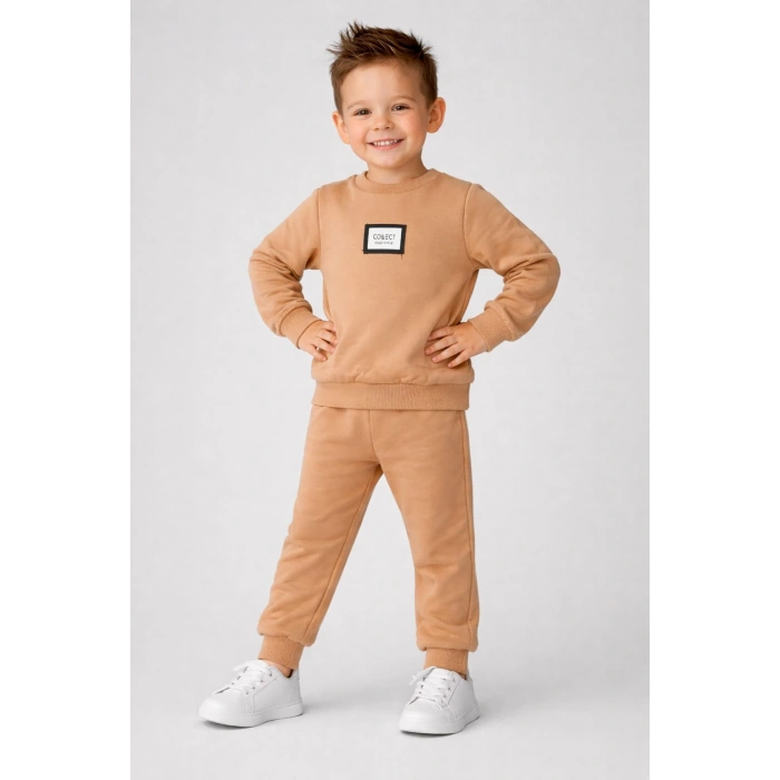 Erkek Çocuk %100 Pamuk 2 İp Bisiklet Yaka Eşofman Takımı