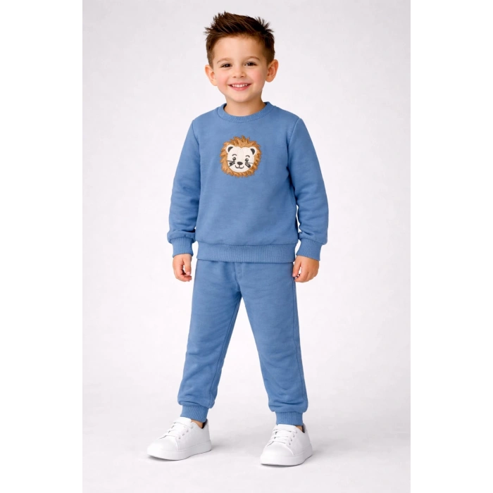 Erkek Çocuk Nakışlı Eşofman Takımı %100 Pamuk 2 İp