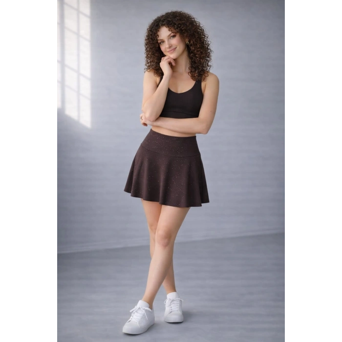 Şort Etek Taş Detaylı Yüksek Bel Rahat Kalıp Günlük & Spor Kullanım