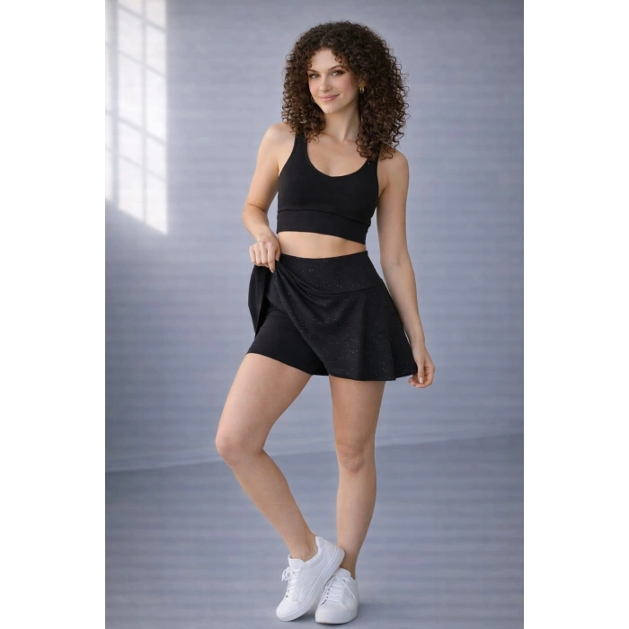 Şort Etek Taş Detaylı Yüksek Bel Rahat Kalıp Günlük & Spor Kullanım