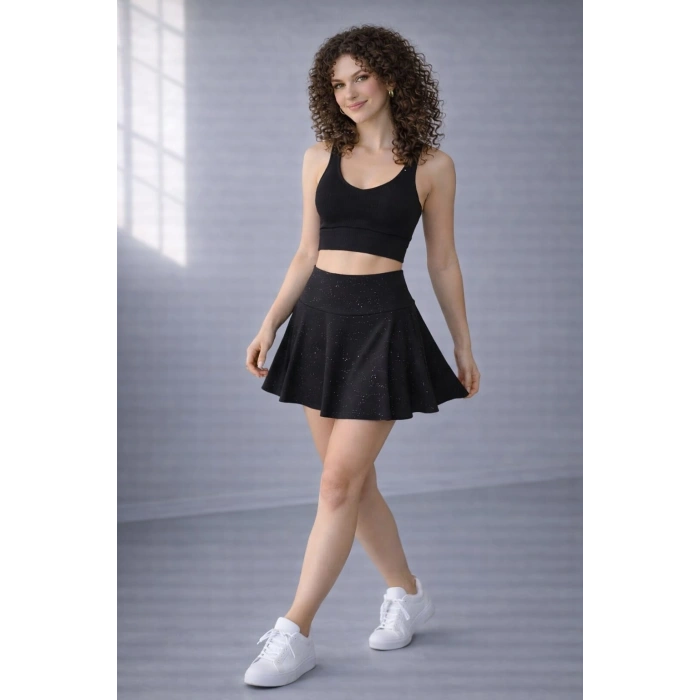 Şort Etek Taş Detaylı Yüksek Bel Rahat Kalıp Günlük & Spor Kullanım