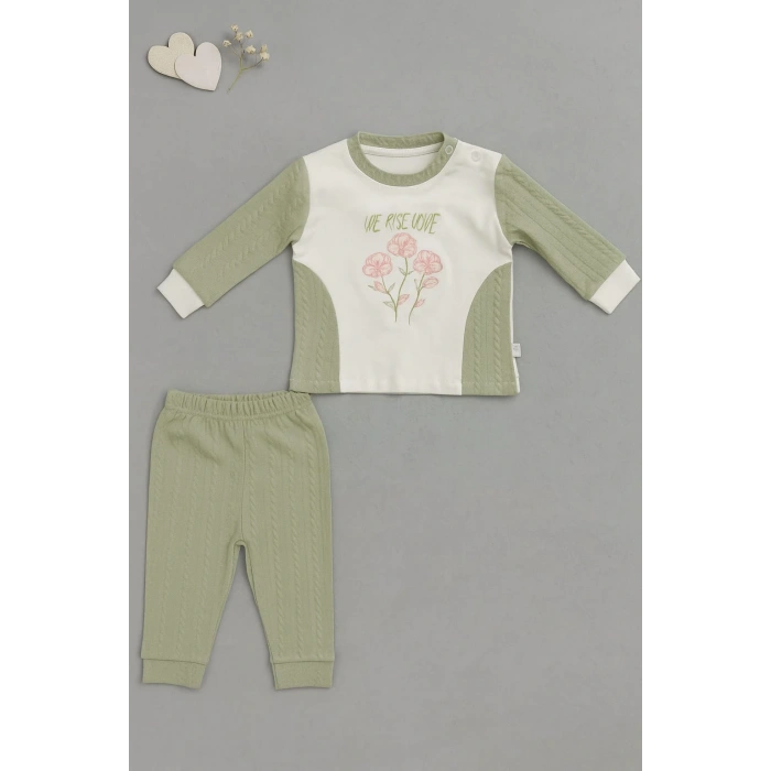 Çiçek Desenli Pamuklu Pijama Takımı