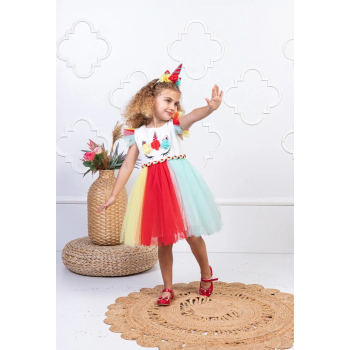 Kız Çocuk Unicorn Tütülü Elbise Kostüm Modeli