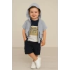 Fermuarlı Kapşonlu Gömlek Kapri 3lü Takım