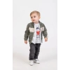 Erkek Bebek 4’lü Spor Kombin - Fermuarlı Ceket, Gömlek, Ayıcık Baskılı Tişört, Kot Pantolon