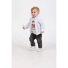 Erkek Bebek 4’lü Spor Kombin - Fermuarlı Ceket, Gömlek, Ayıcık Baskılı Tişört, Kot Pantolon