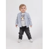 Erkek Bebek 4’lü Şık Günlük Kombin - Cepli Ceket, Çiçekli Gömlek, Ayıcık Baskılı Tişört, Kot Pantolon