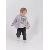 Erkek Bebek 4’lü Şık Günlük Kombin - Cepli Ceket, Çiçekli Gömlek, Ayıcık Baskılı Tişört, Kot Pantolon