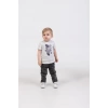 Erkek Bebek 4’lü Günlük Kombin - Çıt Çıtlı Ceket, Çiçekli Gömlek, Ayıcık Baskılı Tişört, Kot Pantolon
