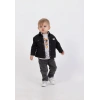 Erkek Bebek 4’lü Kot Ceketli Kombin - Ceket, Çiçekli Gömlek, Baskılı Tişört, Kot Pantolon