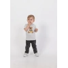 Erkek Bebek 4’lü Kot Ceketli Kombin - Ceket, Çiçekli Gömlek, Baskılı Tişört, Kot Pantolon