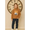 Dağ Manzaralı Baskı Detaylı Kapüşonlu Çocuk Sweatshirt