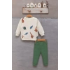 Erkek Bebek Pamuklu 2’li Takım – Dinazor Baskılı Sweatshirt ve Yeşil Pantolon