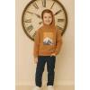 Dağ Manzaralı Baskı Detaylı Kapüşonlu Çocuk Sweatshirt