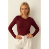 Kadın Uzun Kollu Basic Düz Form Fit Bluz