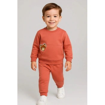 Erkek Çocuk Ayıcık Detaylı 2’li Takım %100 Pamuk