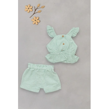 Fırfır Askılı 2’li Kız Bebek Yazlık Takım