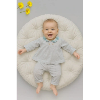 Fiyonklu Yaka Detaylı 2’li Bebek Takımı