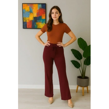 Kadın Yüksek Bel Triko Pantolon
