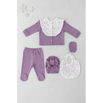 Kız Bebek Pamuklu 5li Hastane Çıkış Seti