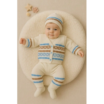 Pastel Desenli Bebek Triko Takımı Hastane Çıkışı