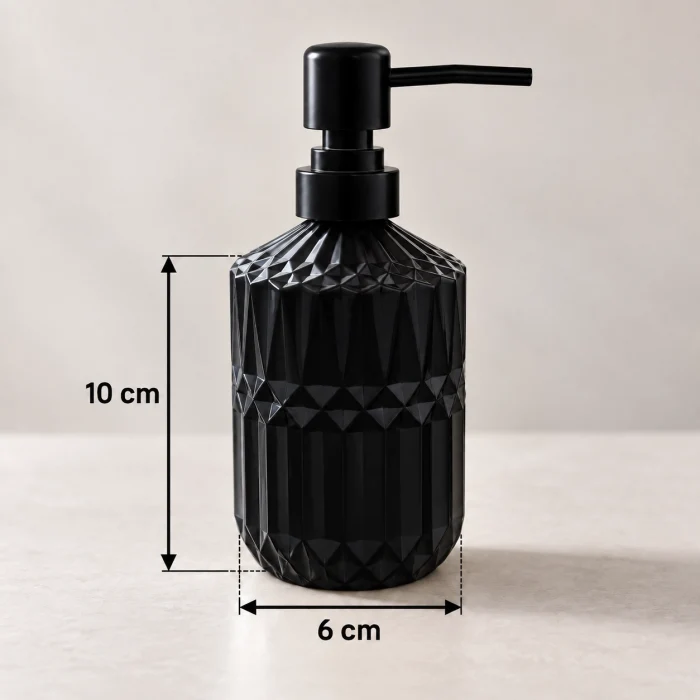 2li Bambu Standlı Cam Sıvı Sabunluk Seti - Siyah