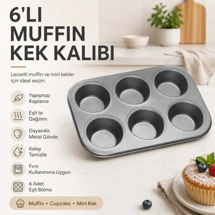 6lı Muffin Kek Kalıbı