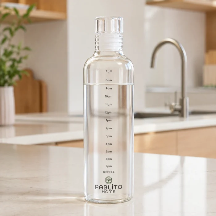750 ml Zaman Çizelgeli Cam Matara