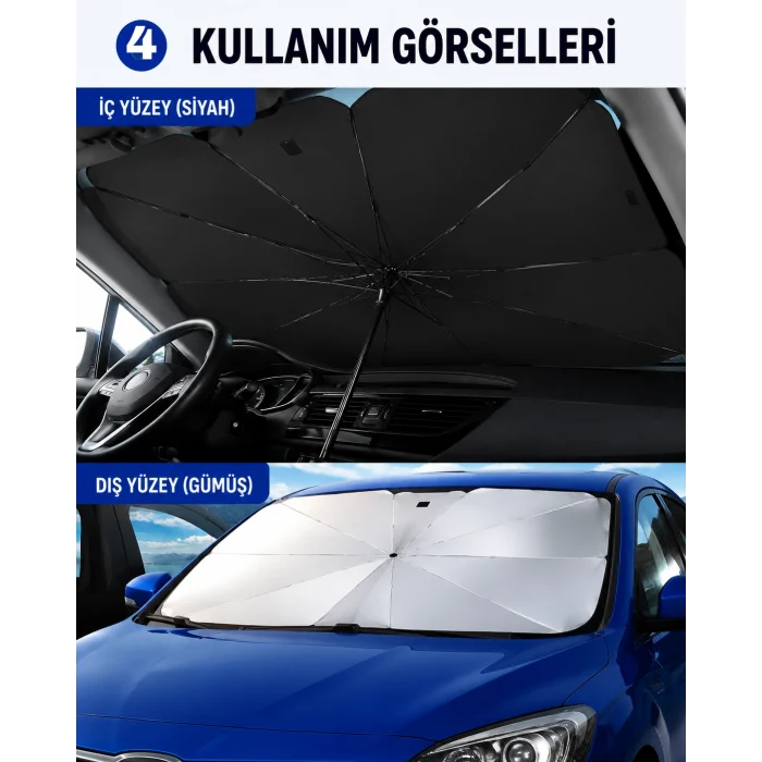 Araç İçi Şemsiye Güneşlik - 140cmx80cm