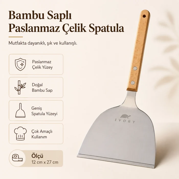 Bambu Saplı Paslanmaz Çelik Spatula