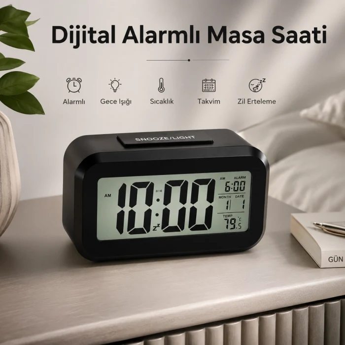 Dijital Alarmlı Masa Saati