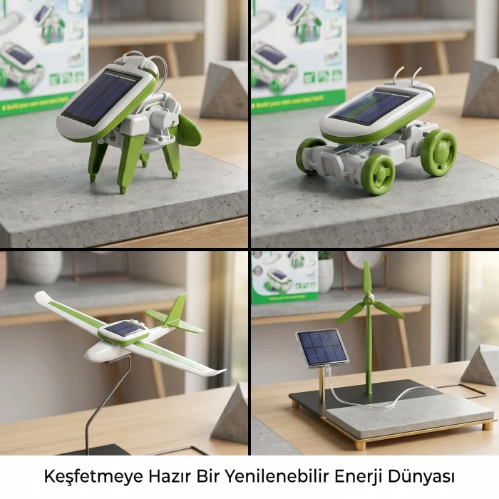 Robot Oluşturma Seti, Pilsiz Güneş Enerjili (6 Farklı Tasarım)
