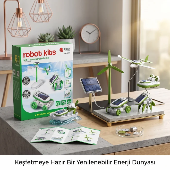 Robot Oluşturma Seti, Pilsiz Güneş Enerjili (6 Farklı Tasarım)