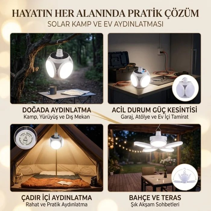Kamp Lambası, Güneş Enerjili - 5 Kanatlı