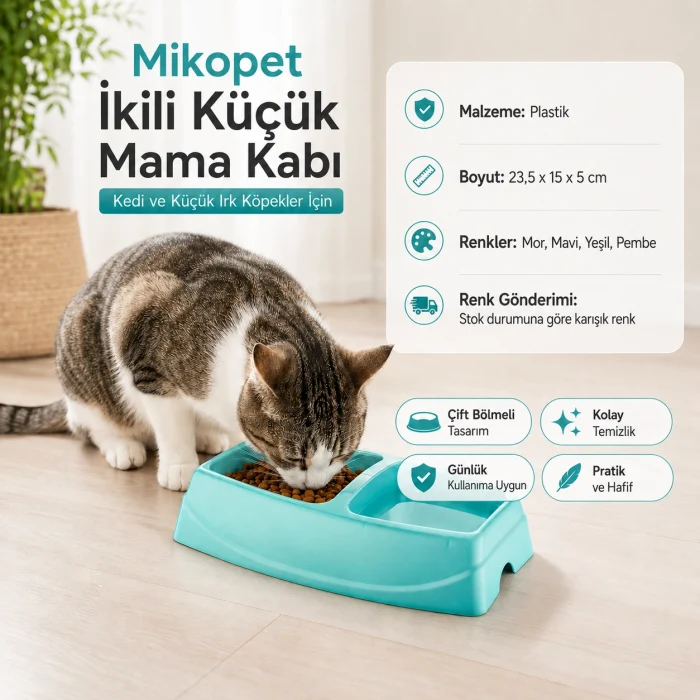 Mikopet İkili Küçük Mama Kabı