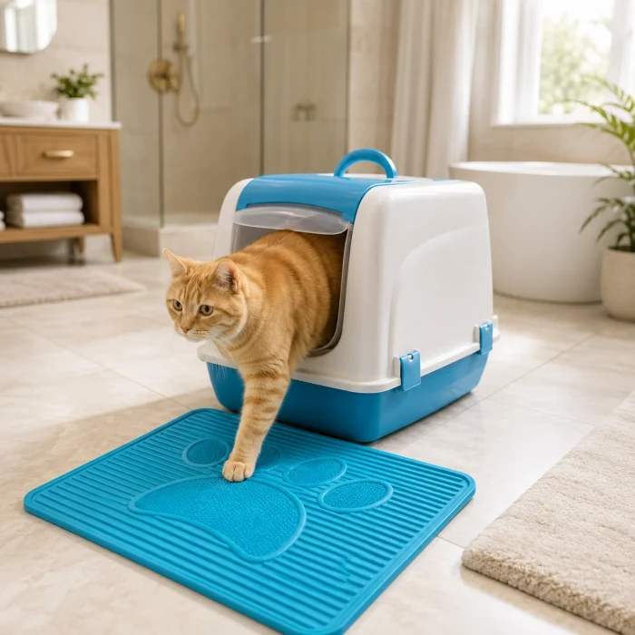 Mikopet Küçük Kapalı Kedi Tuvaleti Mavi