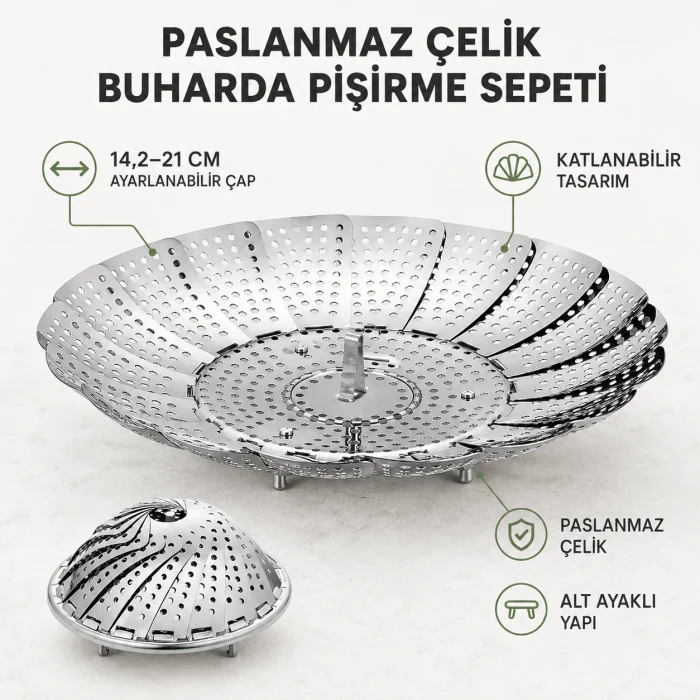 Paslanmaz Çelik Buharda Pişirme Sepeti