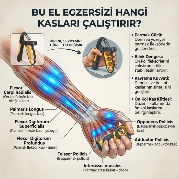 Ayarlanabilir El Egzersizi ve Tutuş Güçlendirici Aparat