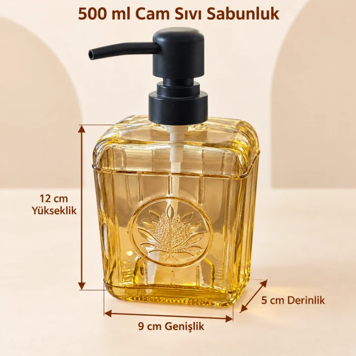 Sarı Cam Sıvı Sabunluk - 500 ml