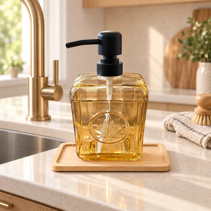 Sarı Cam Sıvı Sabunluk - 500 ml