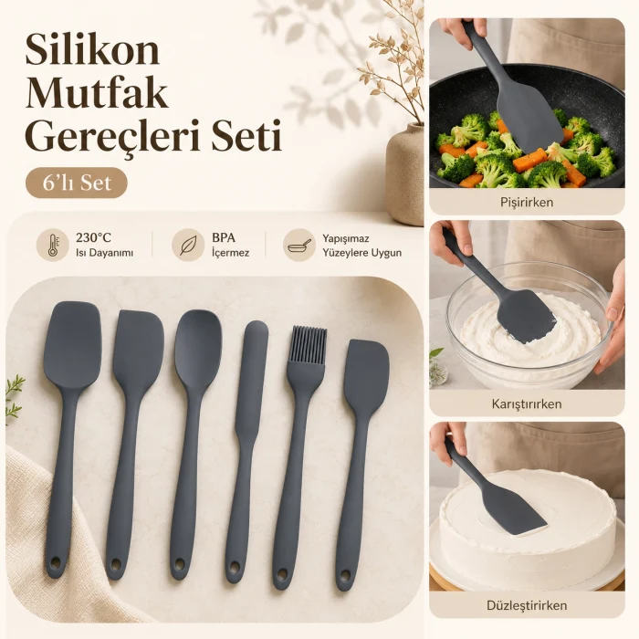 Silikon Spatula ve Fırça Seti