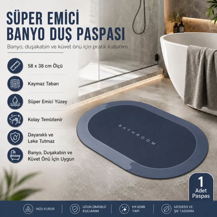Süper Emici Banyo Paspası