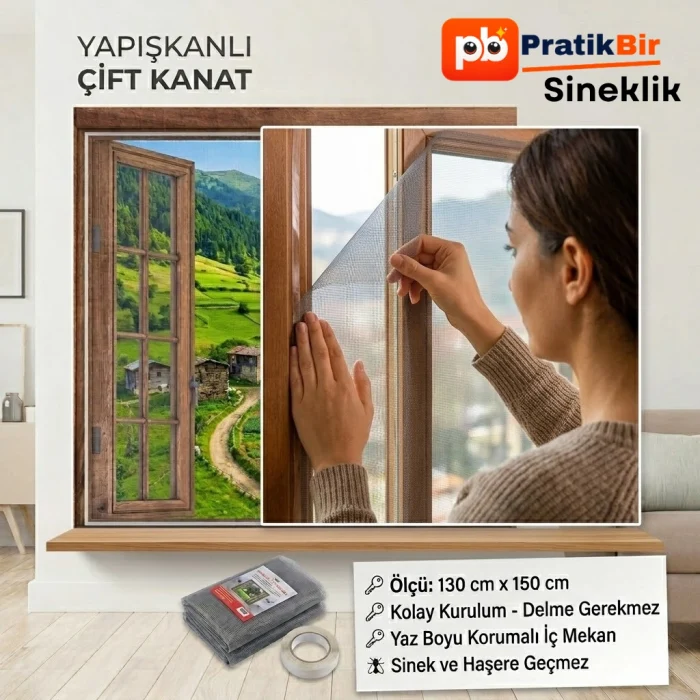 Sineklik / Kolay Kurulum Çift Kanat Pencere İçin