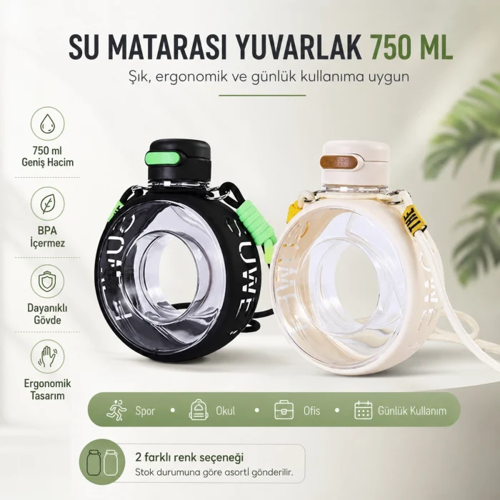 Yuvarlak Su Matarası-750 ml