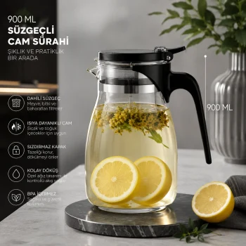 900 ml Süzgeçli Cam Sürahi