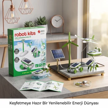 Robot Oluşturma Seti, Pilsiz Güneş Enerjili (6 Farklı Tasarım)