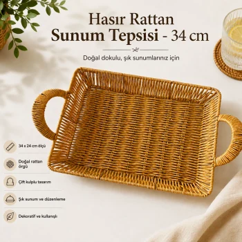 Hasır Rattan Sunum Tepsisi- 34 cm